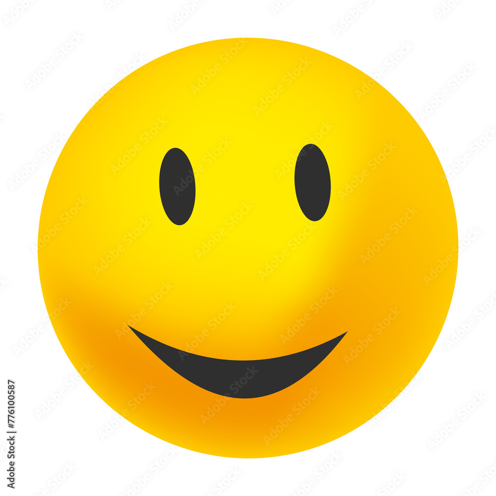 Fototapeta premium Yellow happy face with smile. Smiling emoji emoticon icon. cartoon illustration