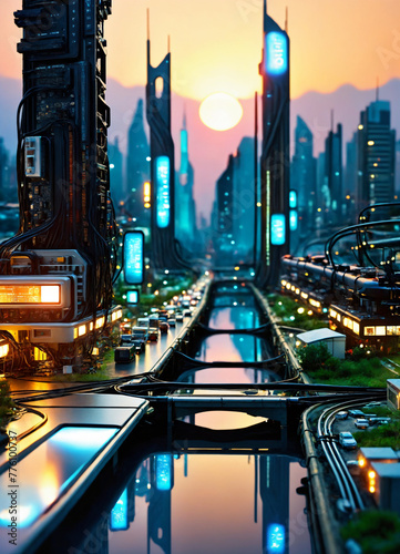 futuristic digital city