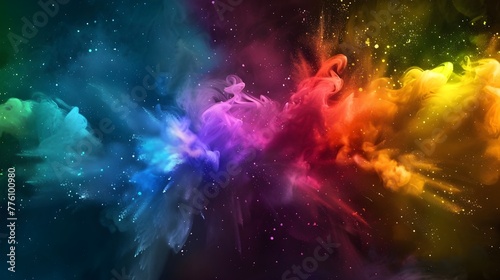 Explosion of colored powder Abstract colored background photo