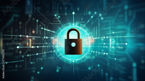 Secure digital information using a padlock icon on a virtual interface.