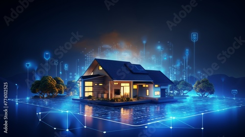 Smart Home Technology Concept - Digital House Automation Illustration 