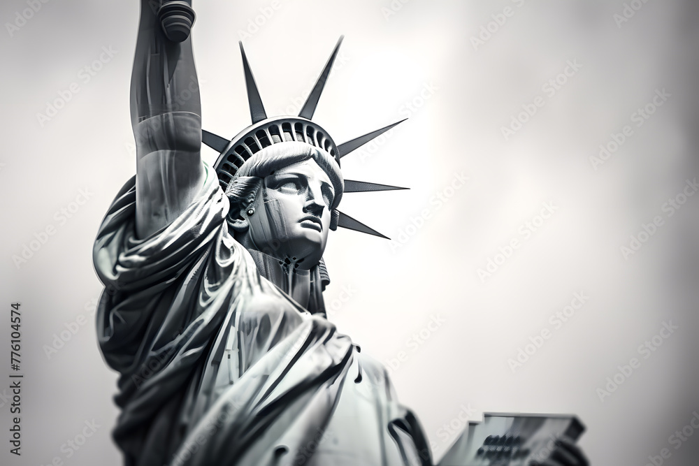 Obraz premium Close up of the statue of liberty, white background