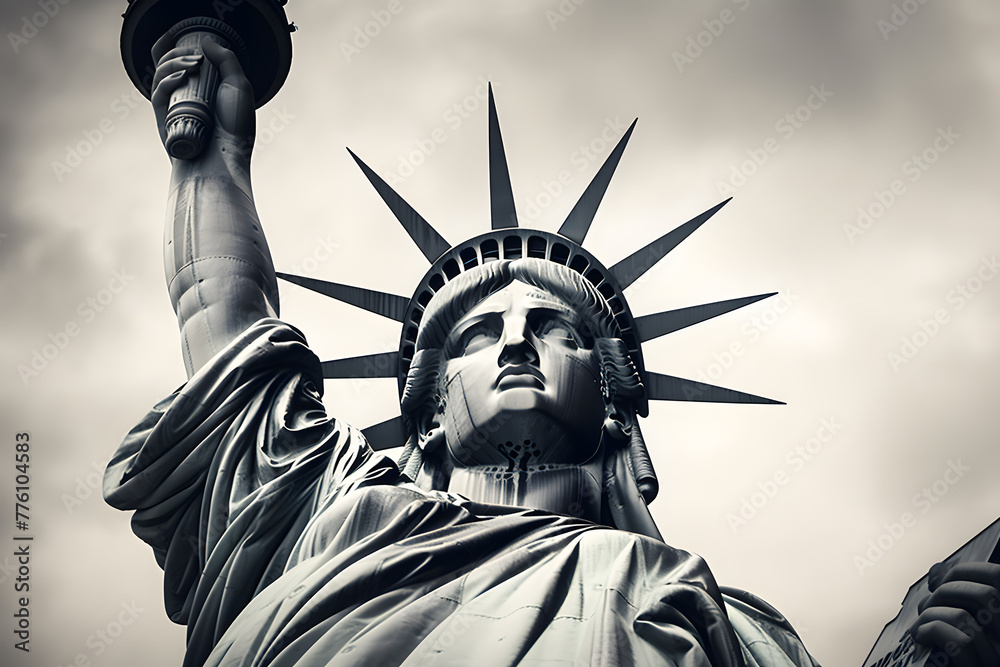 Fototapeta premium Close up of the statue of liberty, white background