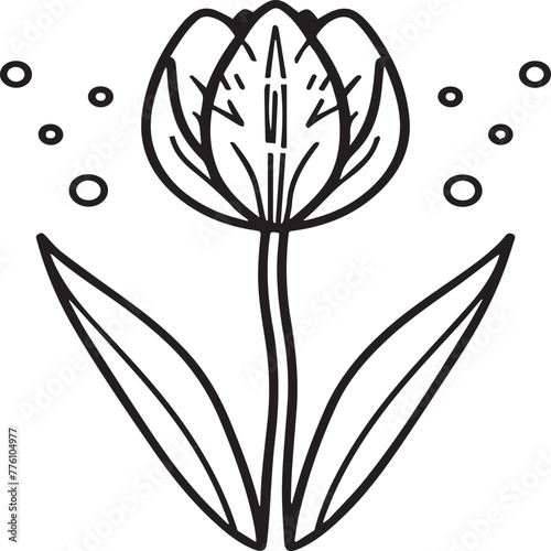 Tulip coloring pages. Tulip flower outline vector. Flowers coloring pages for coloring book