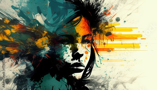 Abstract image of a woman’s serene face with soft colours and flowing lines, evoking peace, stillness, and inner calm.