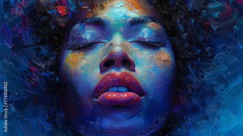 Abstract image of a woman’s serene face with soft colours and flowing lines, evoking peace, stillness, and inner calm.