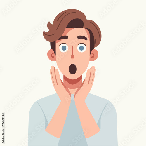 vector image of shocked male expression