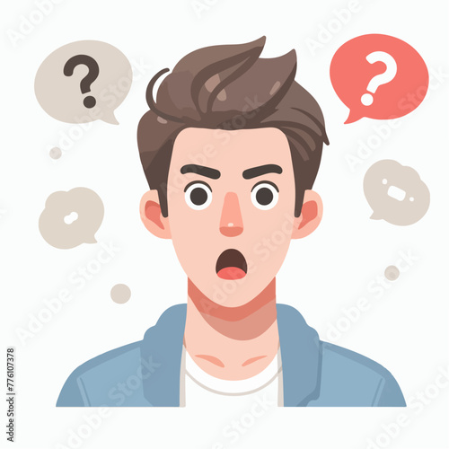 vector image of shocked male expression