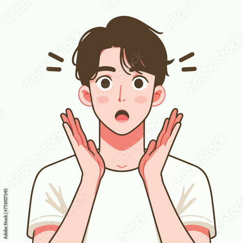 vector image of shocked male expression