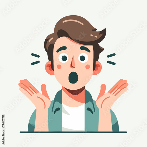 vector image of shocked male expression