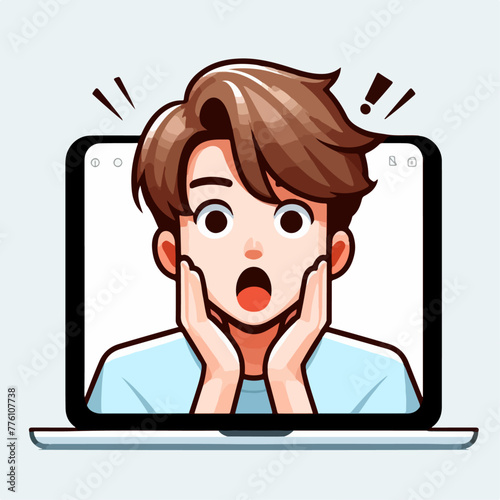 vector image of shocked male expression