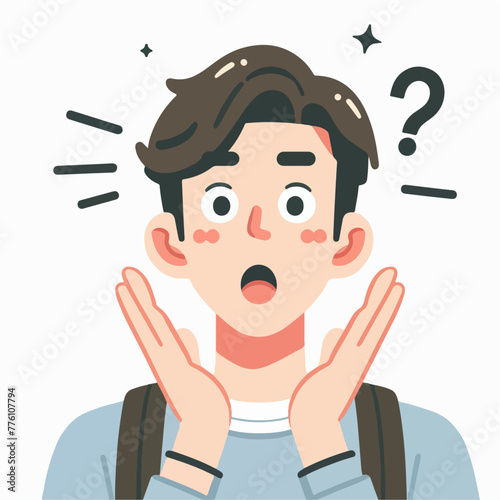vector image of shocked male expression