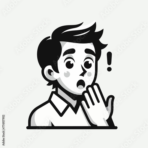 vector image of shocked male expression