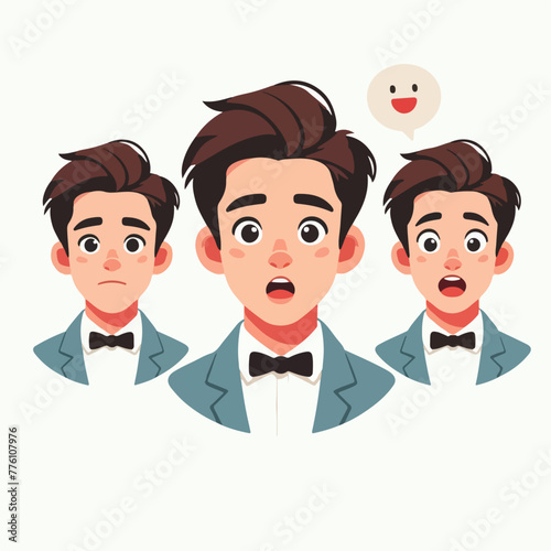 vector image of shocked male expression