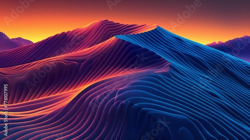 sunrise in mountains with lines pattern.