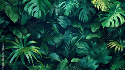 A lush green jungle with many leaves and vines