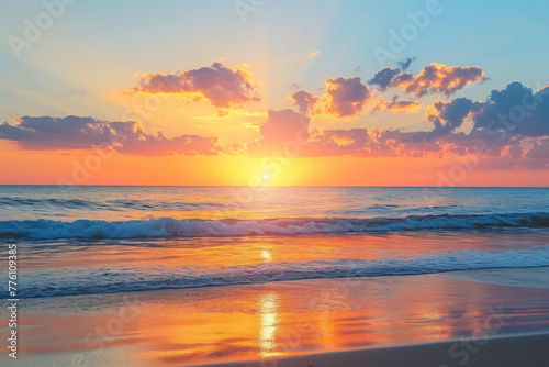 Photo beautiful sunset on the beach photo as a background