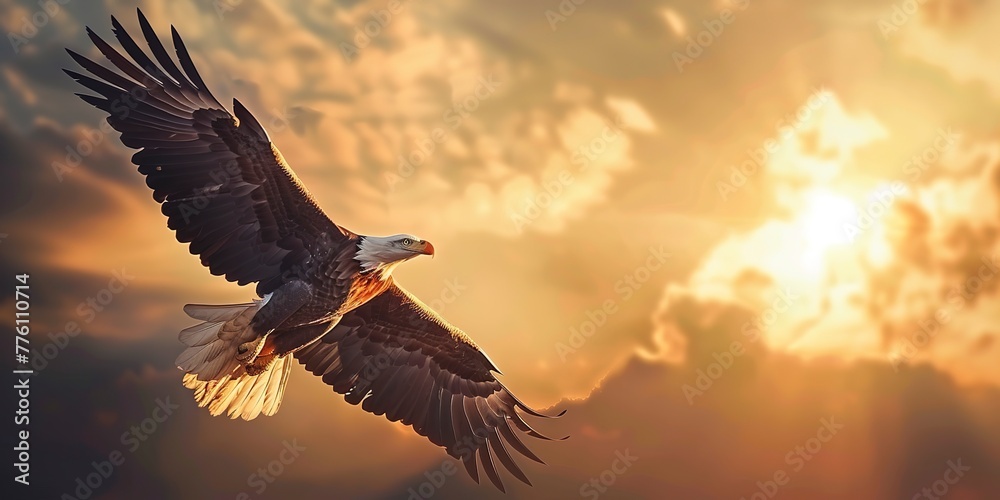 custom made wallpaper toronto digitalEagle flying against sunset, symbol of freedom, majestic Fourth of July banner 