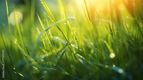 Stunning close-up of sun kissed grass blades