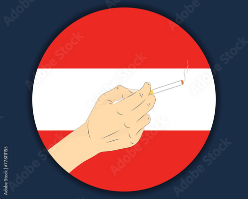 Holding a cigarette with Austria flag, smoking and addiction idea