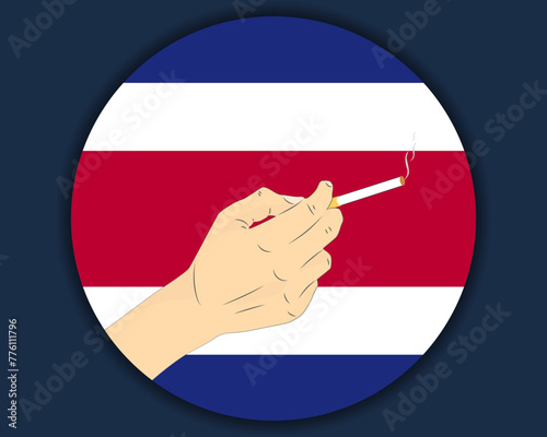 Holding a cigarette with Costa Rica flag, smoking and addiction idea