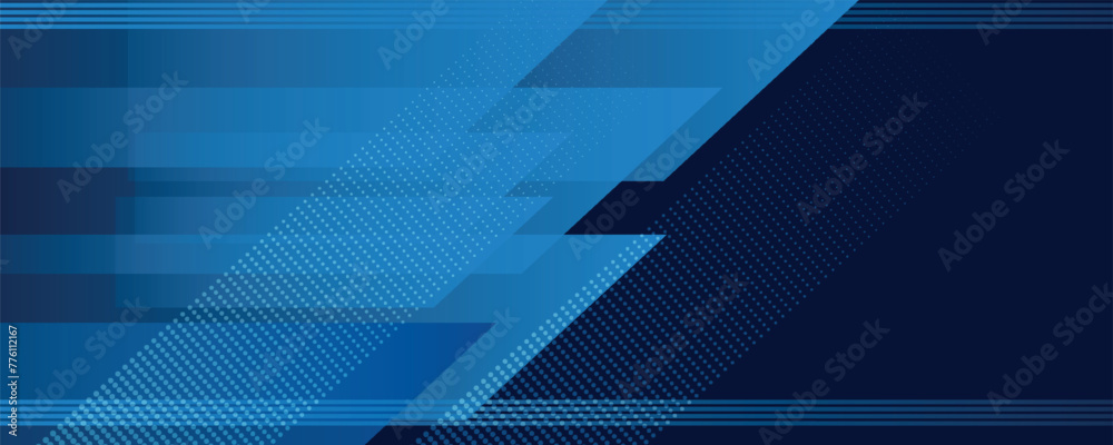 Abstract blue banner design vector, dynamic sporty horizontal background template for media promotion or web banner