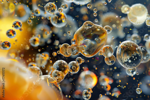 Microscopic Oil Bubbles in Blue