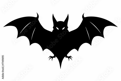 flying bat silhouette black vector illustration