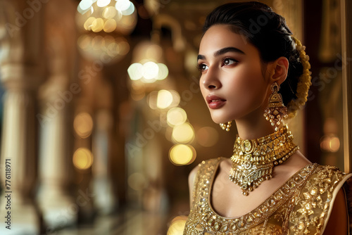 Elegant Woman with Gold Jewelry