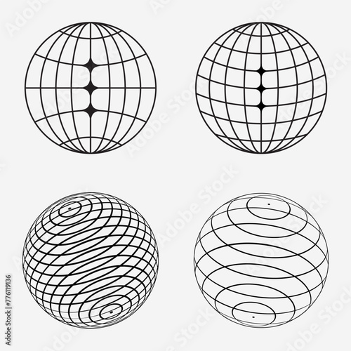  Globe grid spheres, Round and flatten globe element photo