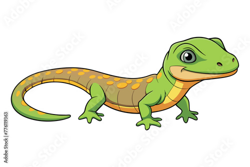 chameleon cartoon isolated on white © Kanay