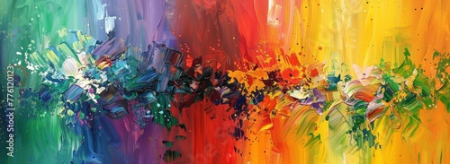Abstract expressionist canvas bursting with vibrancy