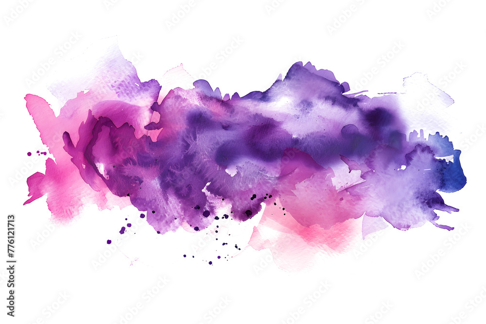 Purple and pink watercolor wash design on transparent background.