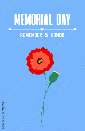 memorial day red poppy poster 