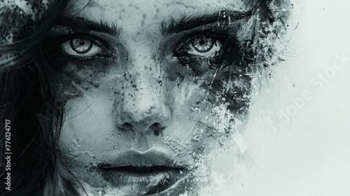 Abstract image of a woman’s serene face with soft colours and flowing lines, evoking peace, stillness, and inner calm. Generate AI.