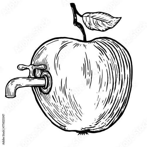 Apple fruit with tap engraving PNG illustration