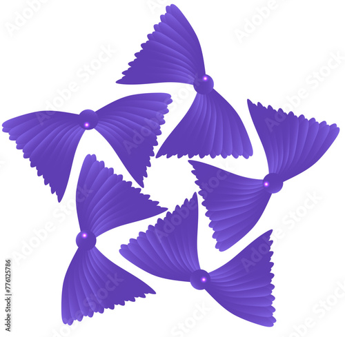 Purple abstract star made of smoothly rounded bow-like elements.