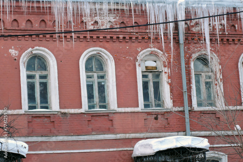 Facade of a building with icicles