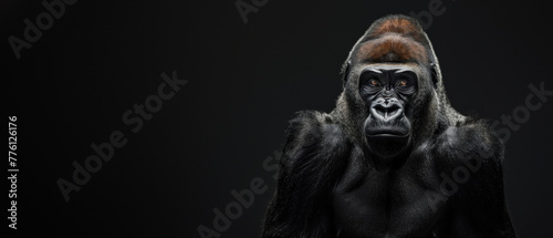 Capturing the penetrating and solemn stare of a gorilla, this image conveys a deep emotional connection © Fxquadro