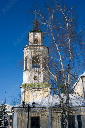 Obraz na płótnie Clock tower of the church w salonie