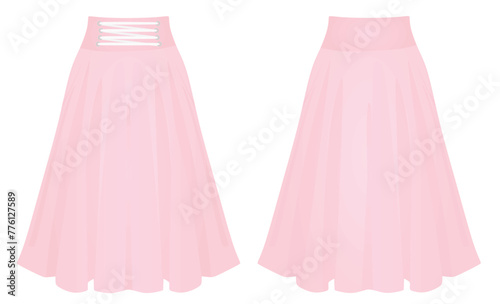 Pink pleated skirt. vector illustration