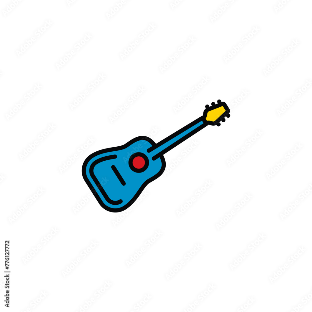 Original vector illustration. The contour icon of an acoustic guitar. Original vector illustration. The contour icon of an acoustic guitar.