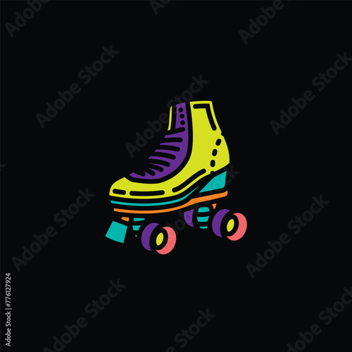Original vector illustration. Vintage roller skates.