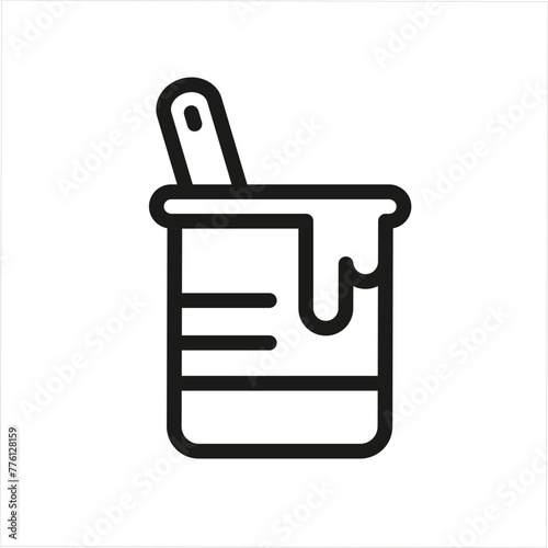 A single outline icon representing paint in a mason jar.The image of drawing, painting, tools and supplies. It covers hobby, art and stationary topics. For web, mobile,SMM. Vector Illustration.