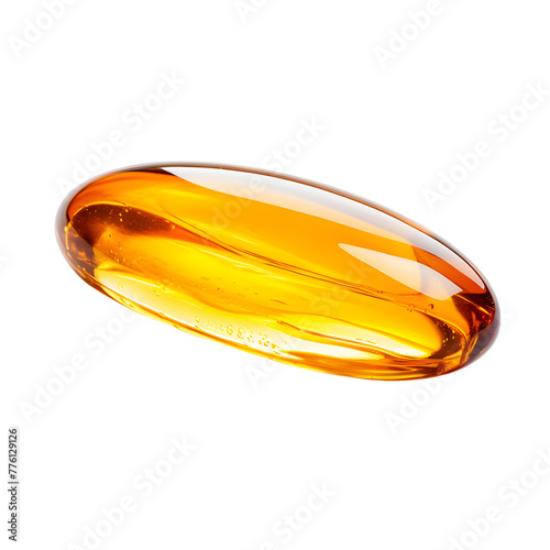 Fish oil supplement capsule isolated on white background