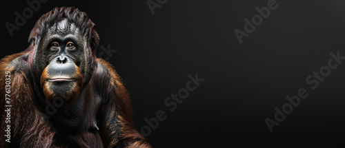 Detailed close-up shot highlighting the intense and almost human-like expressions of an orangutan