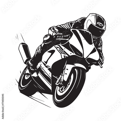 Motorbike rider, motorcycle racing illustration vector in white background  