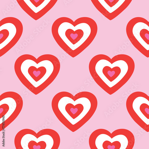 Retro Hearts Pattern San Valentines Background Love Repeat Pattern Red Hearts Seamless Pattern