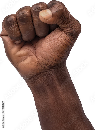 Clenched fist of strength and power isolated cut out on transparent background photo