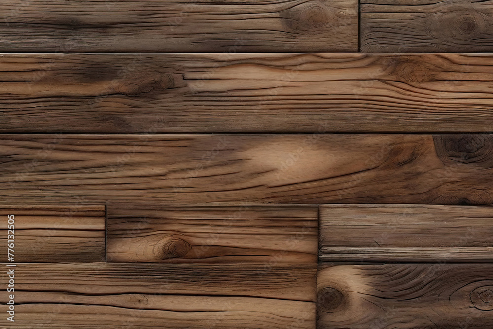 Fototapeta premium Brown wood wall wooden plank board texture background with grains and structures